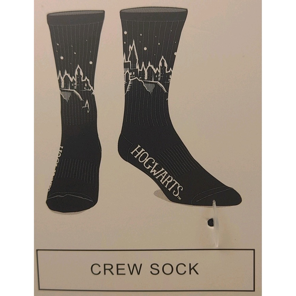 Harry Potter Hogwarts Castle Crew Socks Black‎ Bioworld Adult Size 10-13